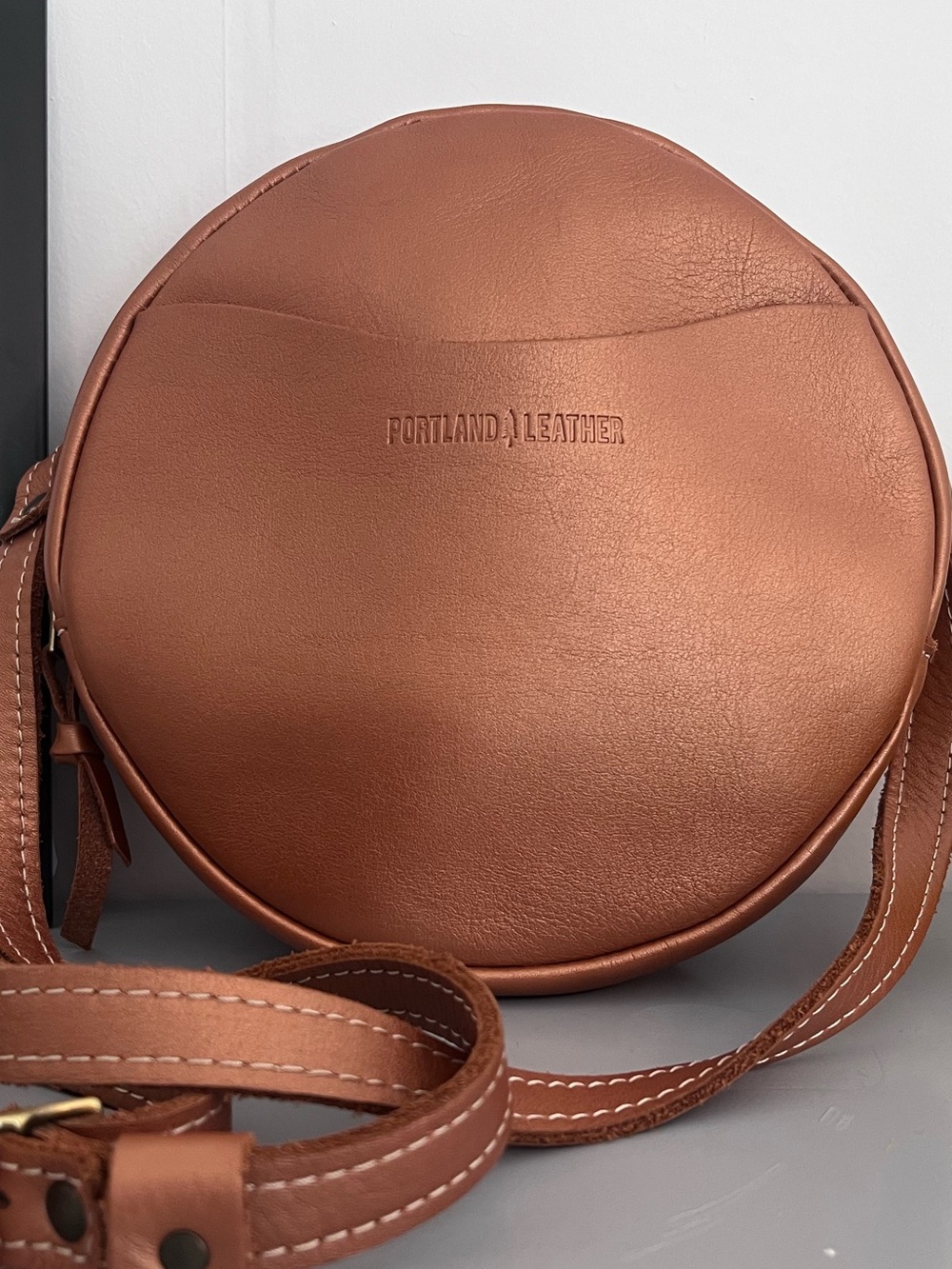 Portland Leather Goods Retired Hava Circle Crossbody Shimmer Copper Leather